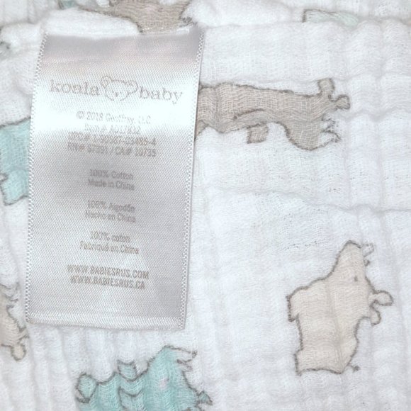 Koala Baby Rhino Rhinoceros Muslin Swaddle Wrap Security Baby Blanket 45" X 42" - Picture 4 of 5